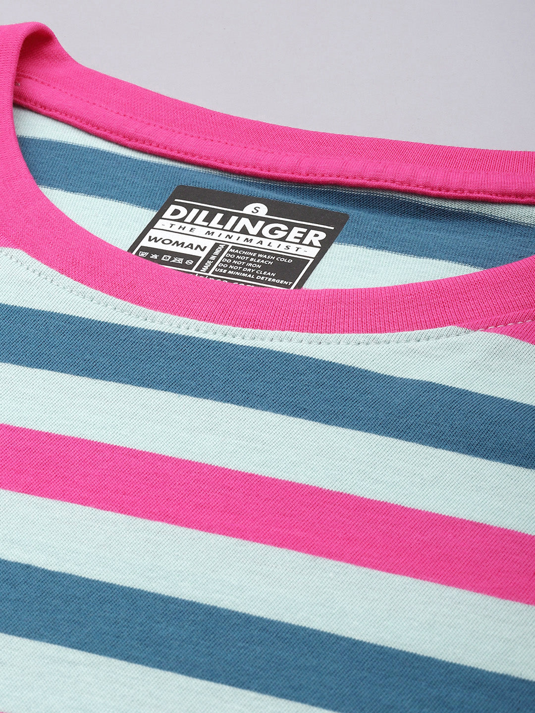Womens Half Sleeve Round Neck All-Over Striped Boxy Fit Tshirts