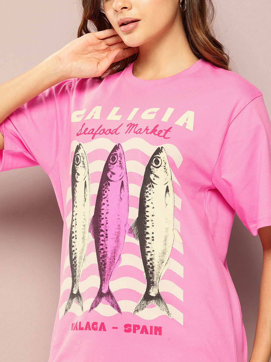Womens Short Sleeve Printed Oversized Fit Tshirt