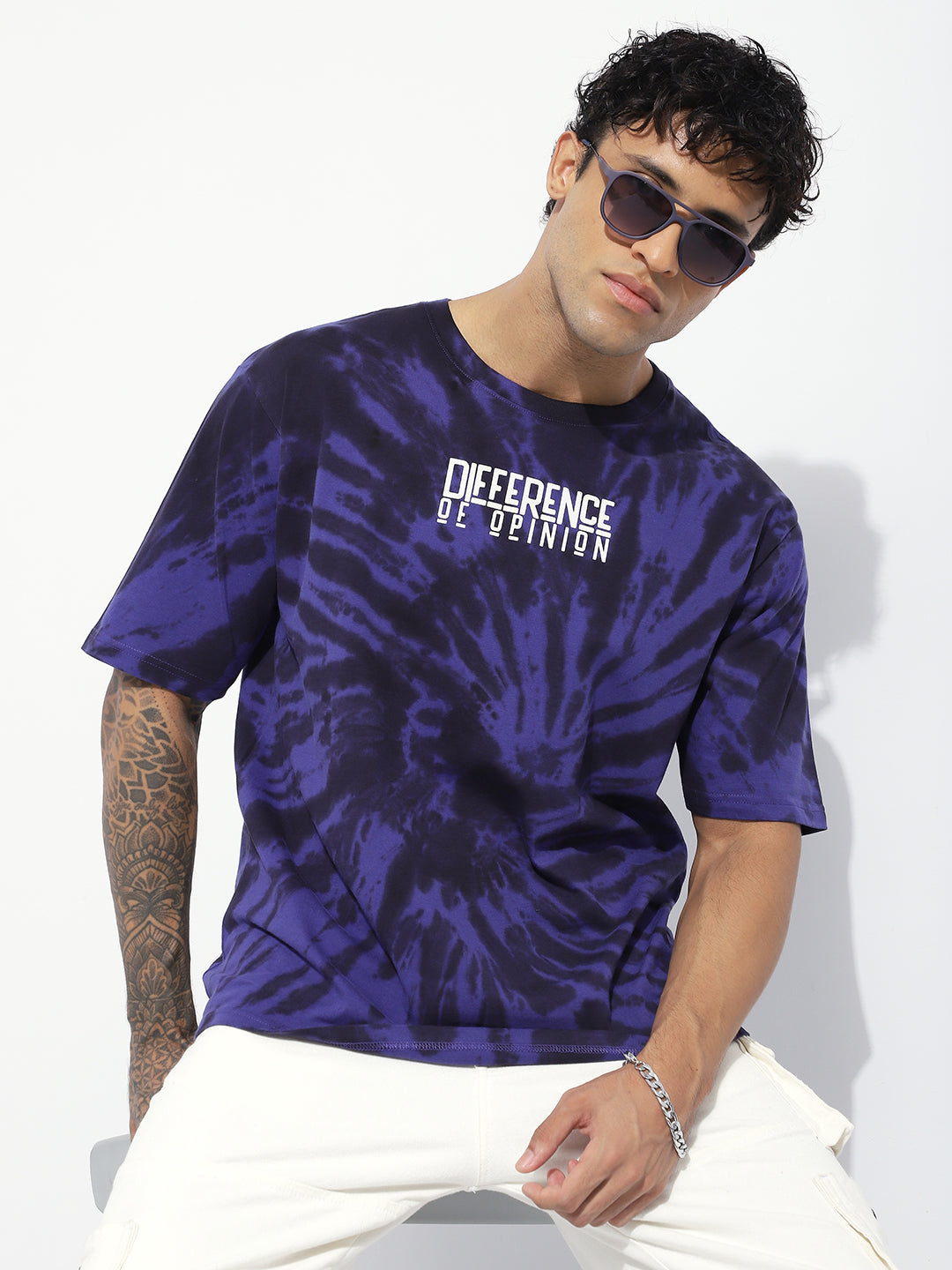 Mens Half Sleeve Round Neck Striped Oversized Fit Tshirts