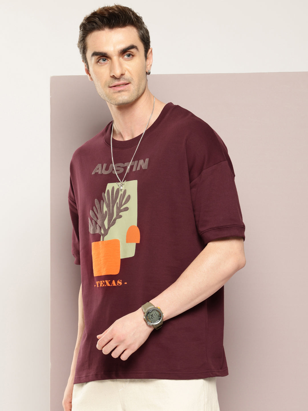 Mens Half Sleeve Round Neck Printed Oversized Fit Tshirts