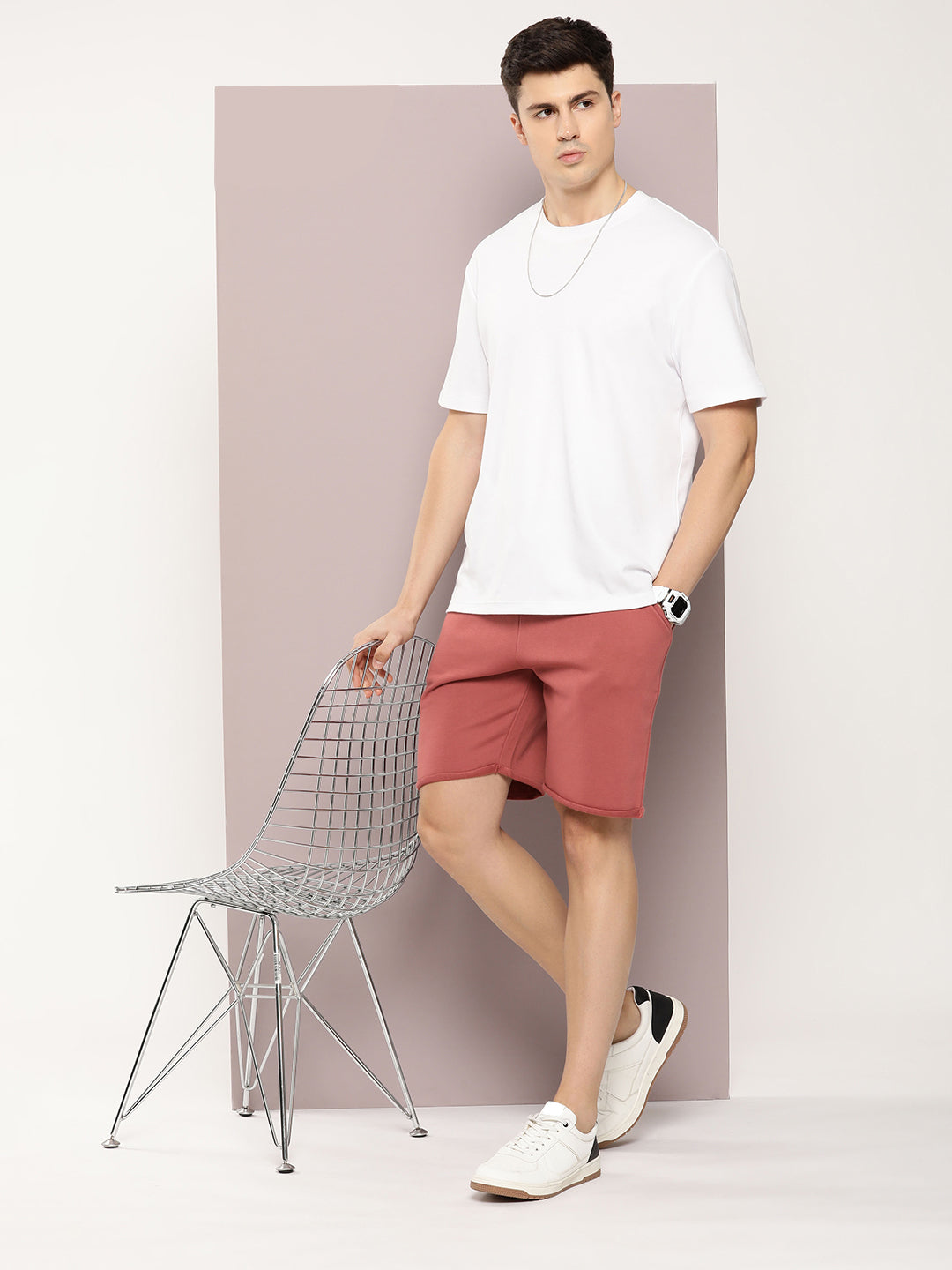 Men Solid Regular Fit Shorts