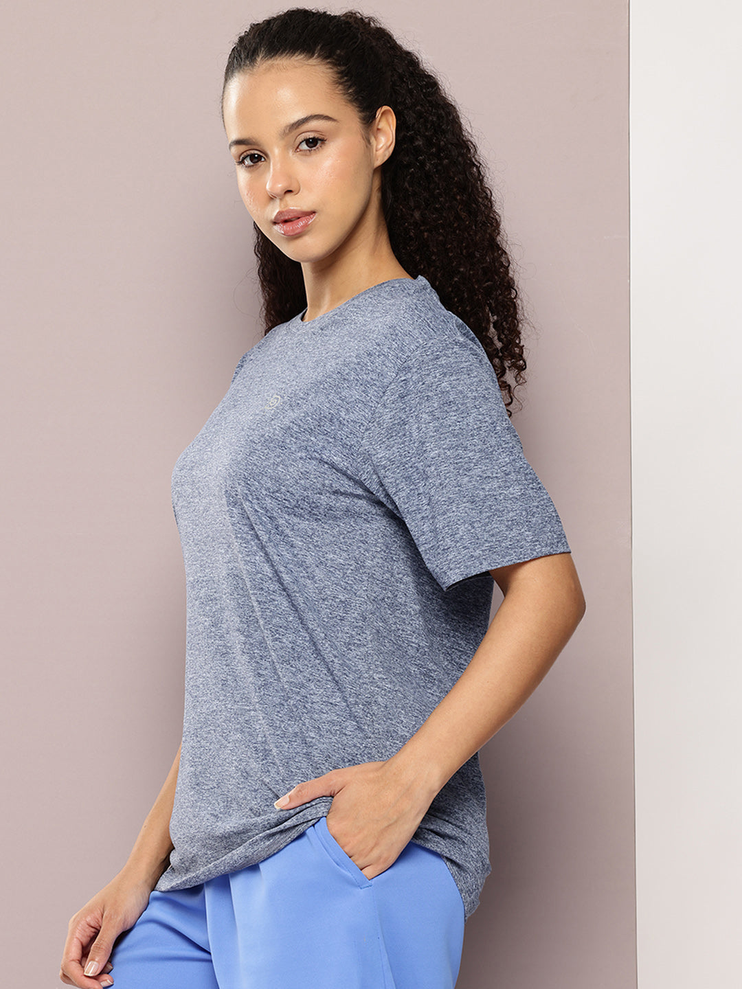 Womens Half Sleeve Round Neck Solid Oversized Fit Tshirts