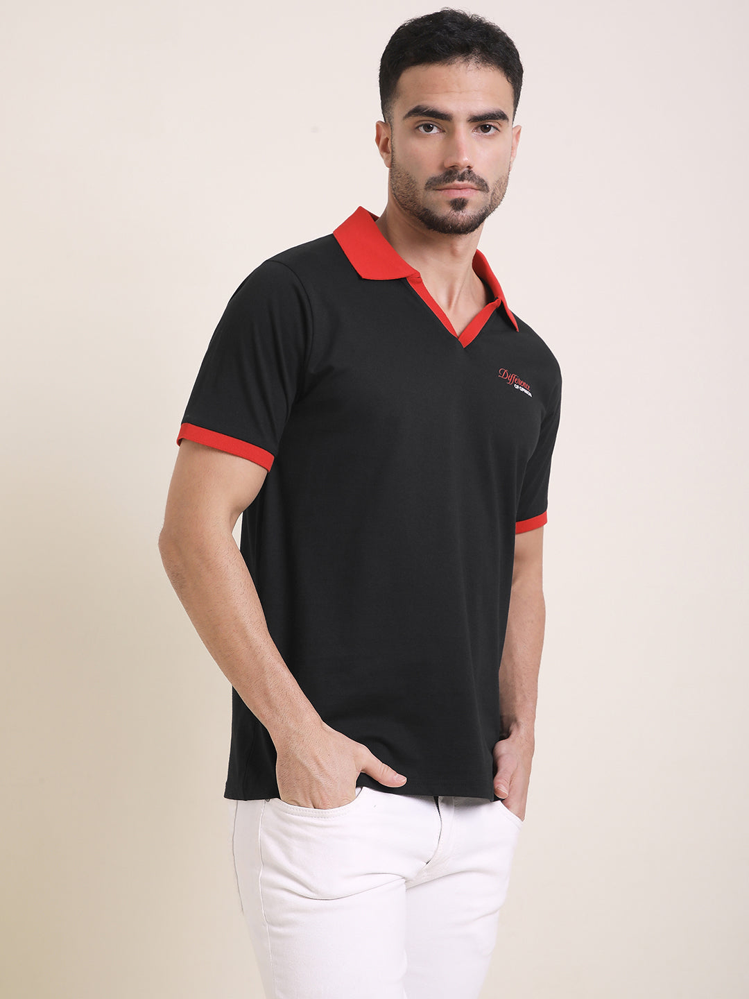 Mens Half Sleeve Polo Neck Back Printed Relaxed Fit Tshirts