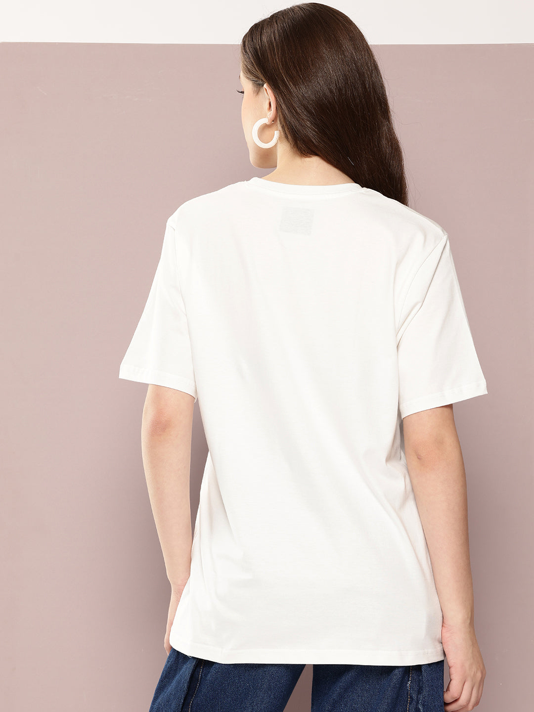 Womens Half Sleeve Round Neck Printed Oversized Fit Tshirts
