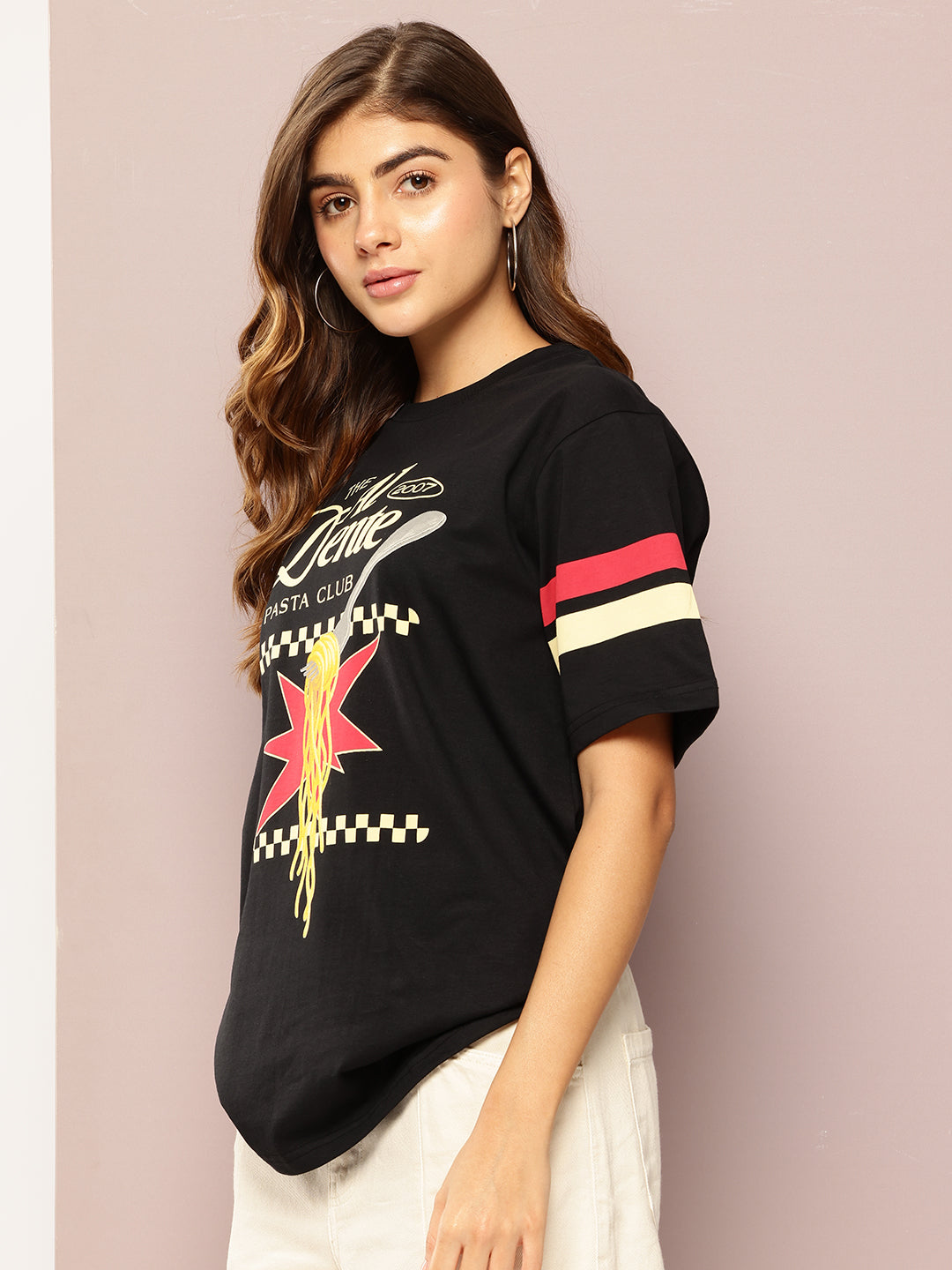 Womens Short Sleeve Printed Oversized Fit Tshirt