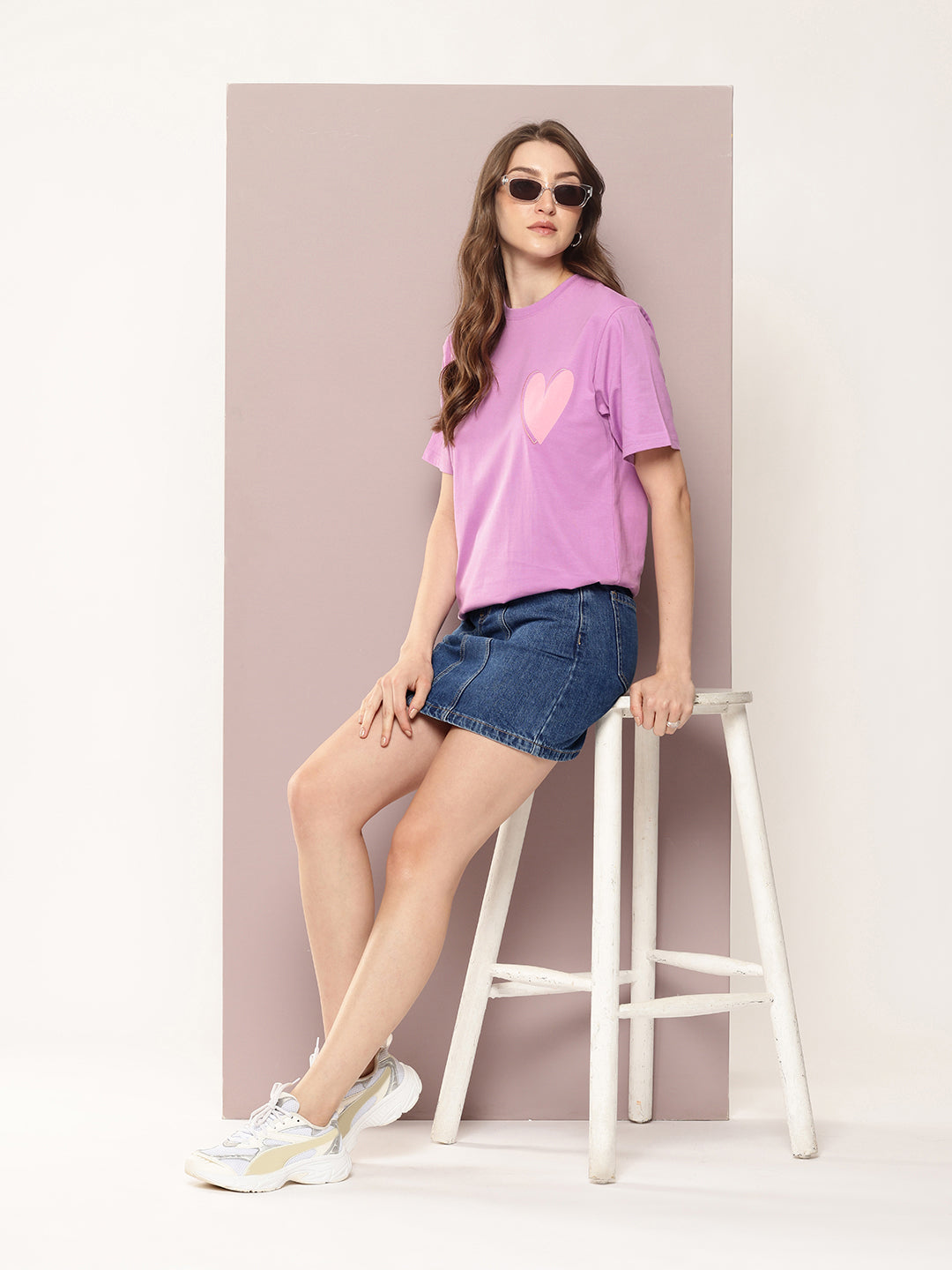 Womens Half Sleeve Round Neck Embroidered Oversized Fit Tshirts