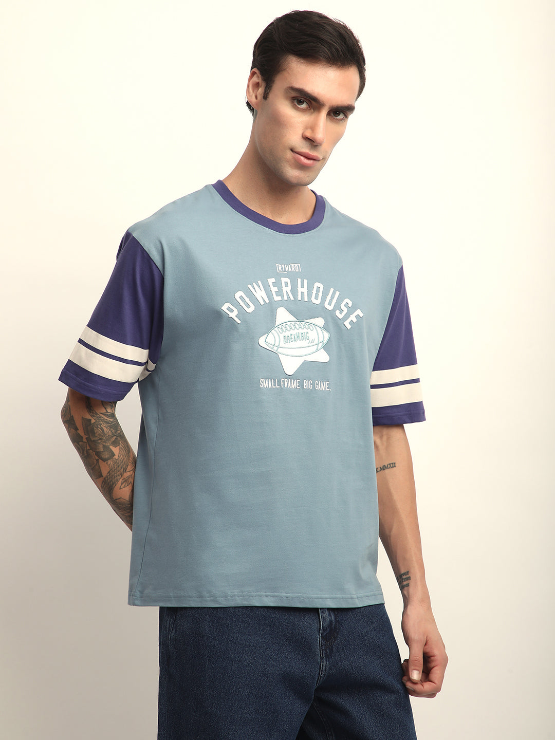 Mens Half Sleeve Round Neck Printed Oversized Fit Tshirts
