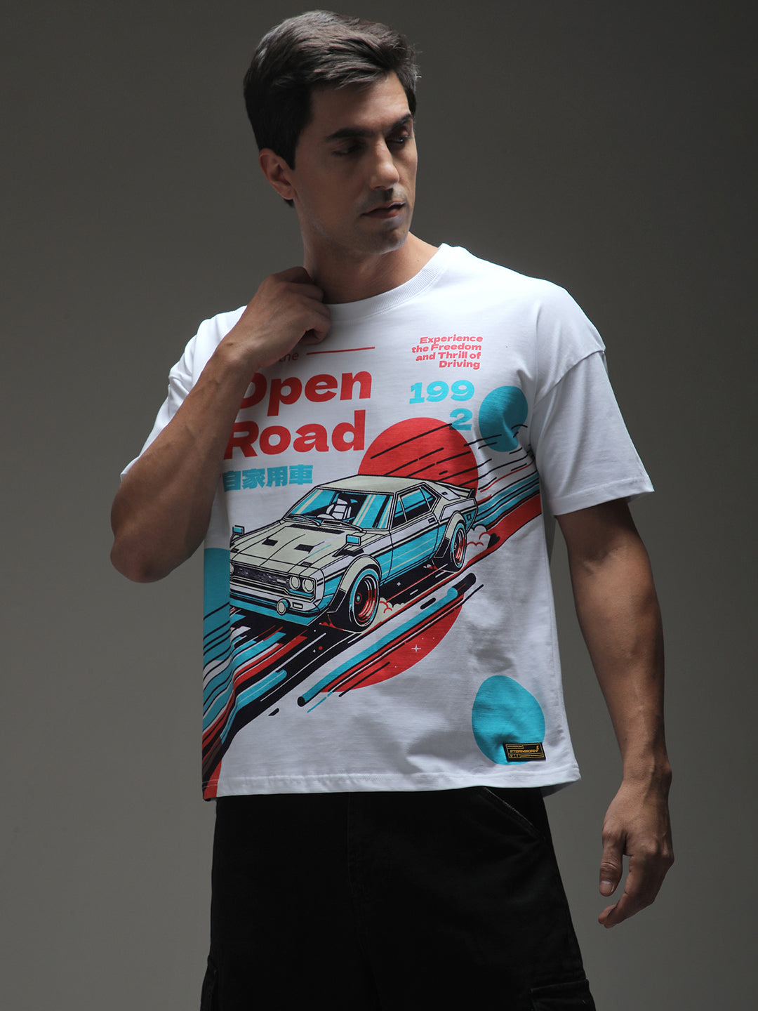 Mens Half Sleeve Drop Shoulder Printed Oversized Fit T-Shirts