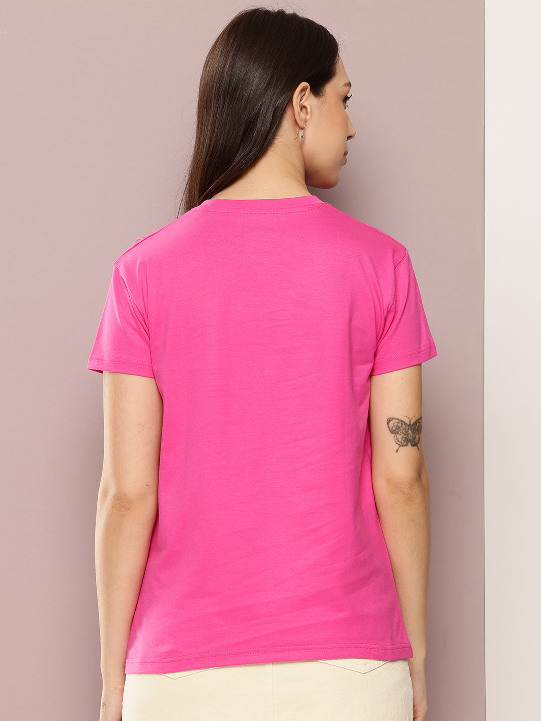 Womens Half Sleeve Round Neck Embroidered Regular Fit Tshirts