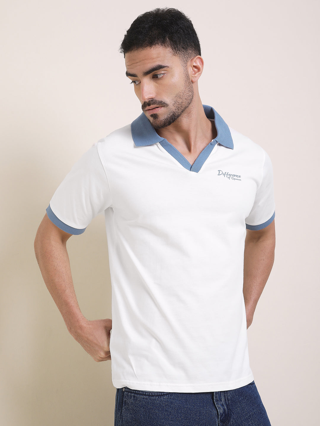 Mens Half Sleeve Polo Neck Back Printed Relaxed Fit Tshirts