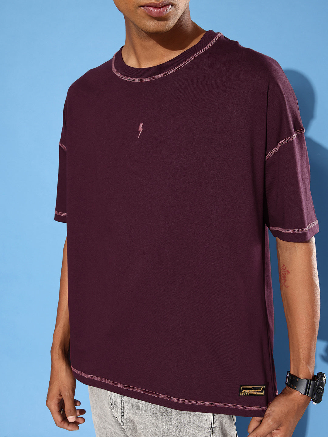 Mens Half Sleeve Drop Shoulder Plain Oversized Fit T-Shirts