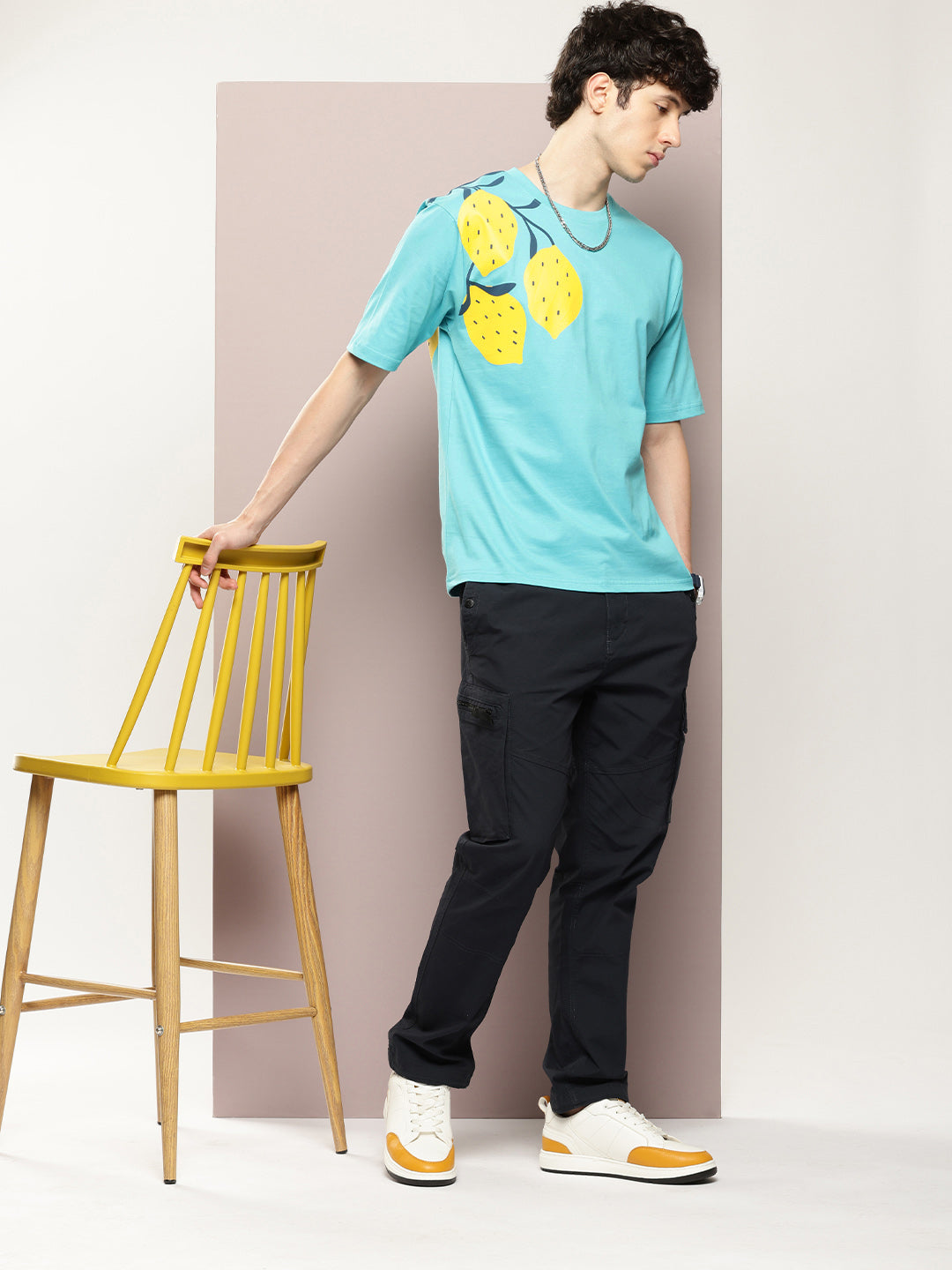 Mens Half Sleeve Round Neck All-Over Printed Oversized Fit Tshirts