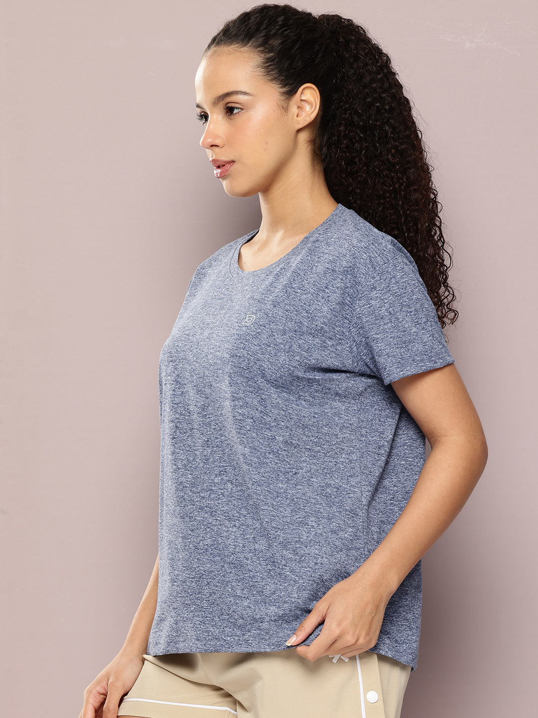 Womens Half Sleeve Round Neck Solid Boxy Fit Tshirts