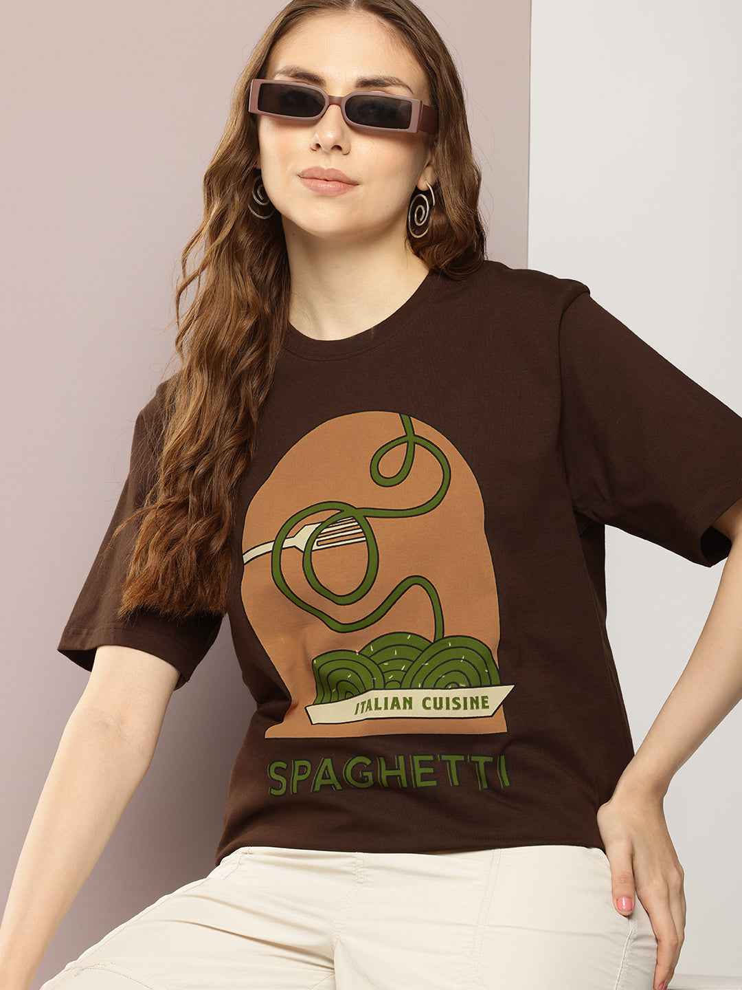 Womens Short Sleeve Round Neck Oversized Fit T-Shirt