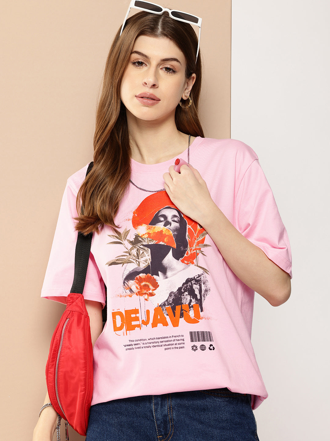 Womens Half Sleeve Round Neck Printed Oversized Fit Tshirts