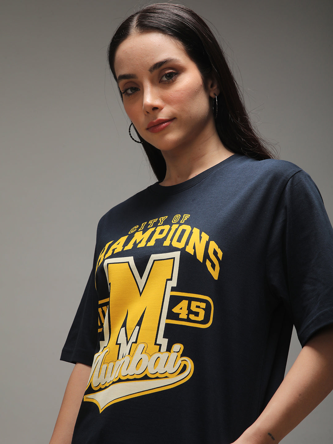 Womens Half Sleeve Round Neck Printed Oversized Fit Tshirts