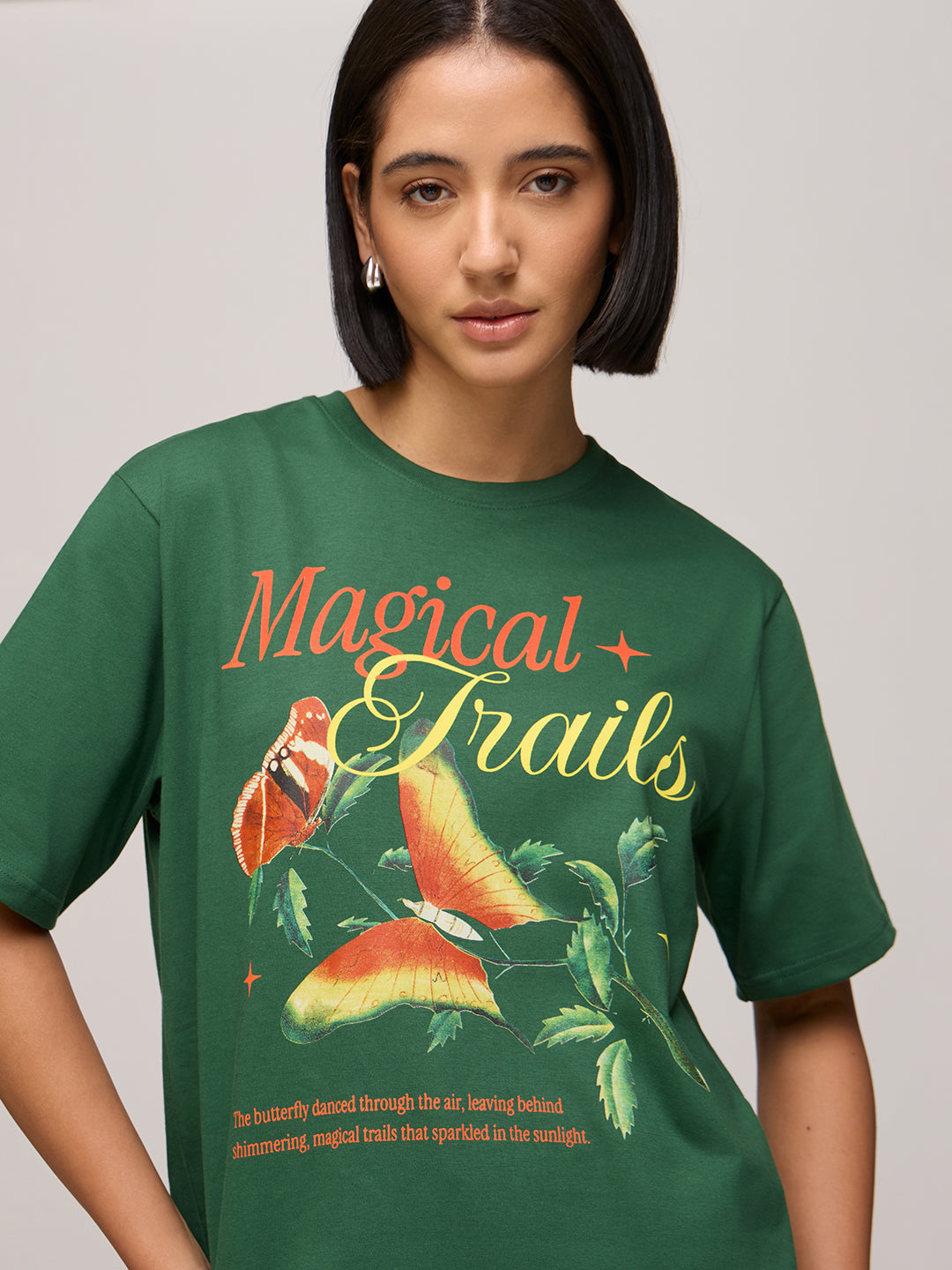 Womens Printed Oversized Fit Cotton T-Shirt