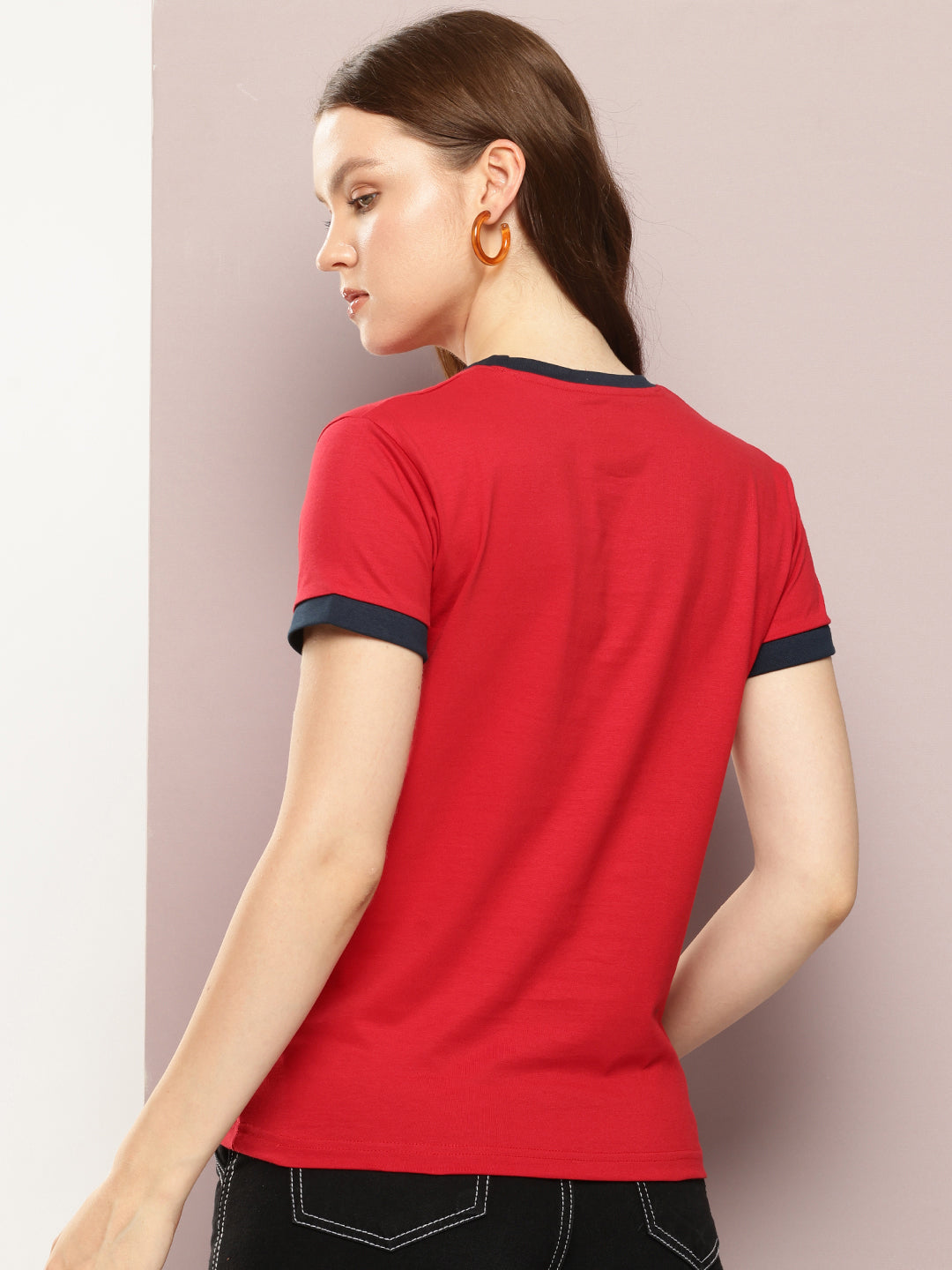 Womens Half Sleeve Round Neck Embroidery Regular Fit Tshirts