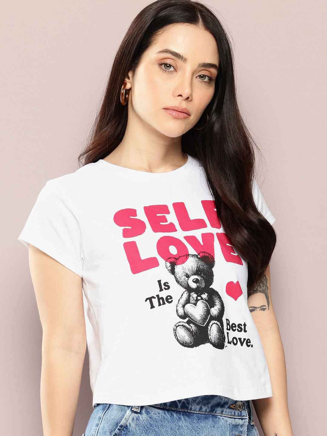 Womens Half Sleeve Round Neck Printed Regular Fit Tshirts
