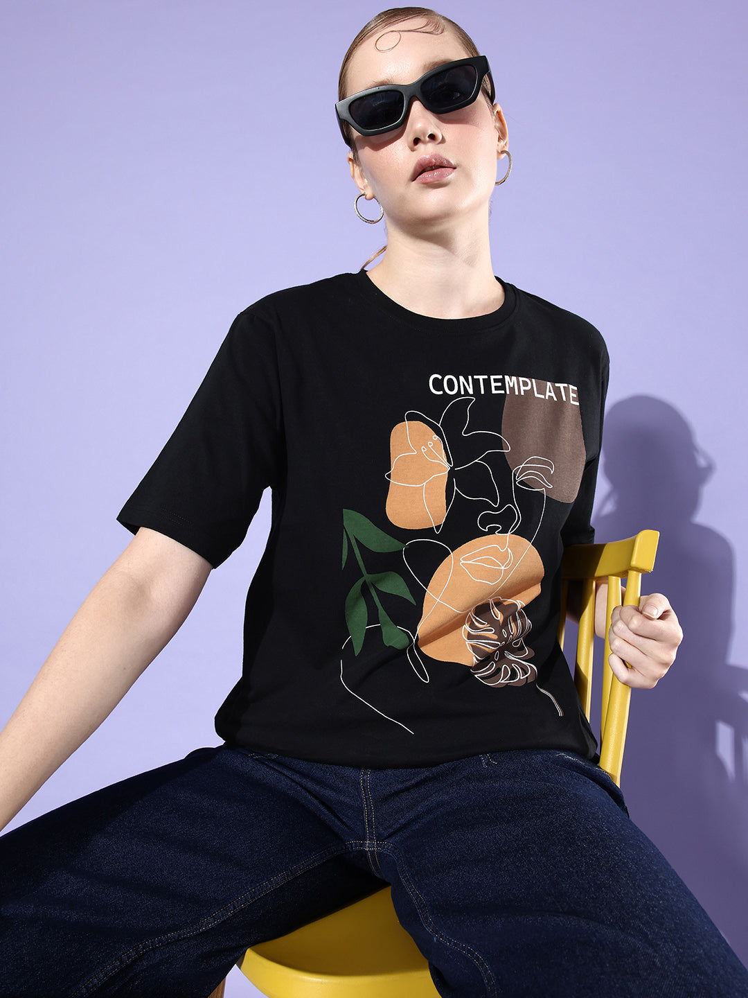Womens Half Sleeve Round Neck Oversized Fit T-Shirts