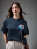 Womens Printed Round Neck Oversized Fit Tshirt