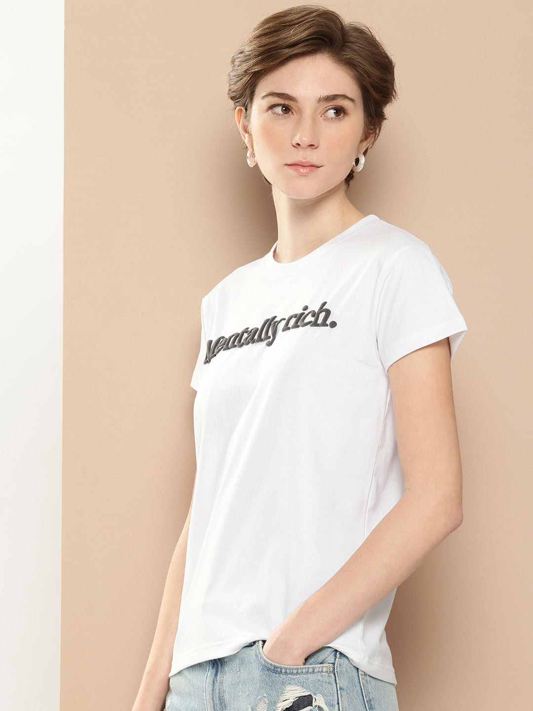 Womens Half Sleeve Round Neck Printed Boxy Fit Tshirts