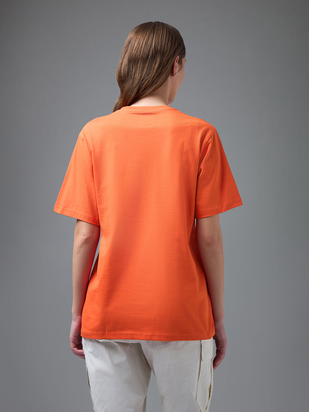 Womens Printed Round Neck Oversized Fit Tshirt