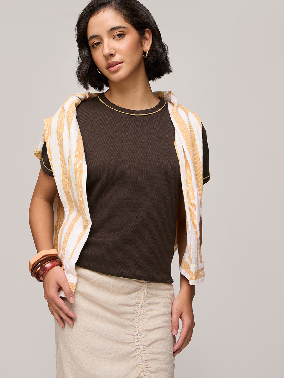 Womens Plain Regular Fit Cotton Round Neck T-Shirt