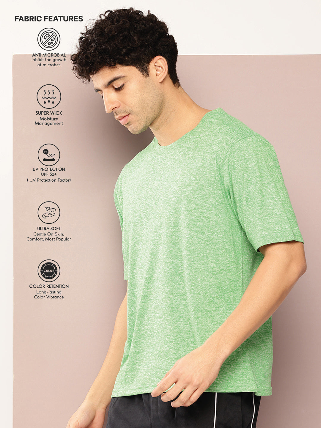 Mens Short Sleeve Round Neck Oversized Polyster Tshirt