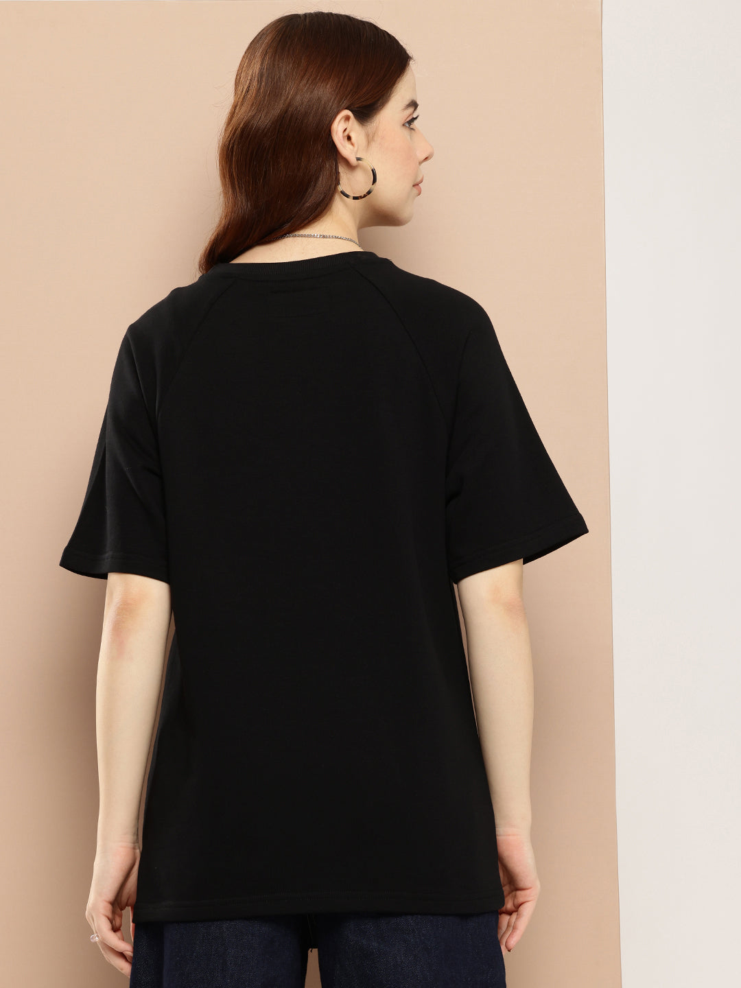 Womens Half Sleeve Round Neck Solid Oversized Fit Tshirts