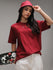 Womens Half Sleeve Round Neck Embroidery Oversized Fit Tshirts