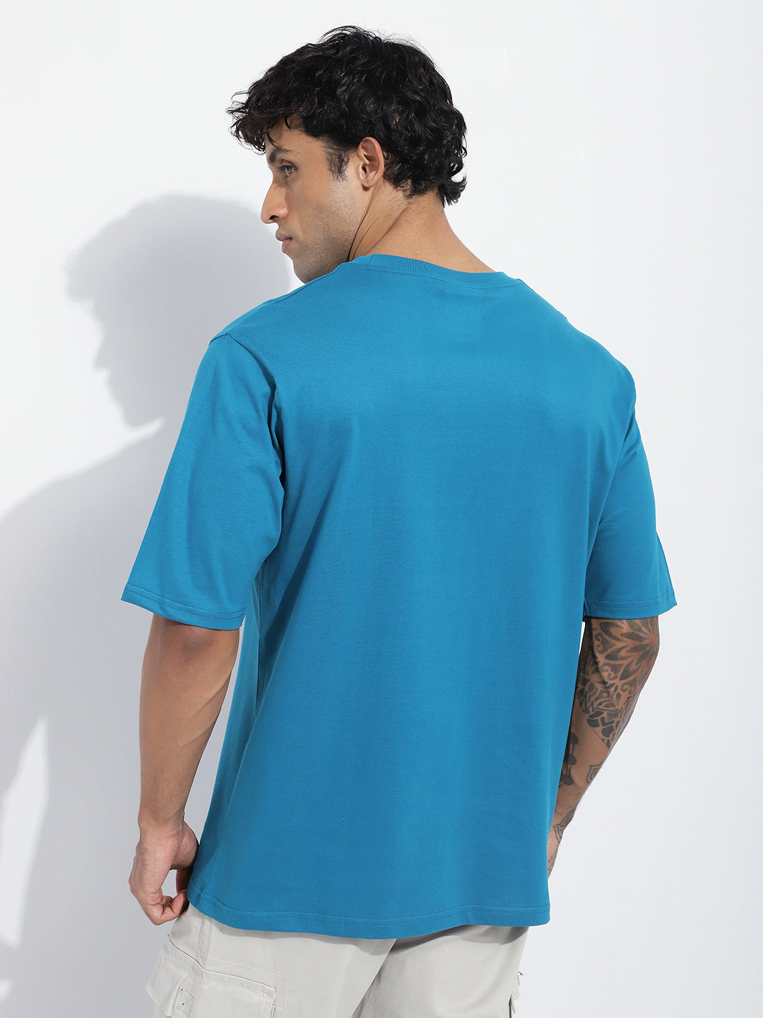 Mens Half Sleeve Round Neck Striped Oversized Fit Tshirts