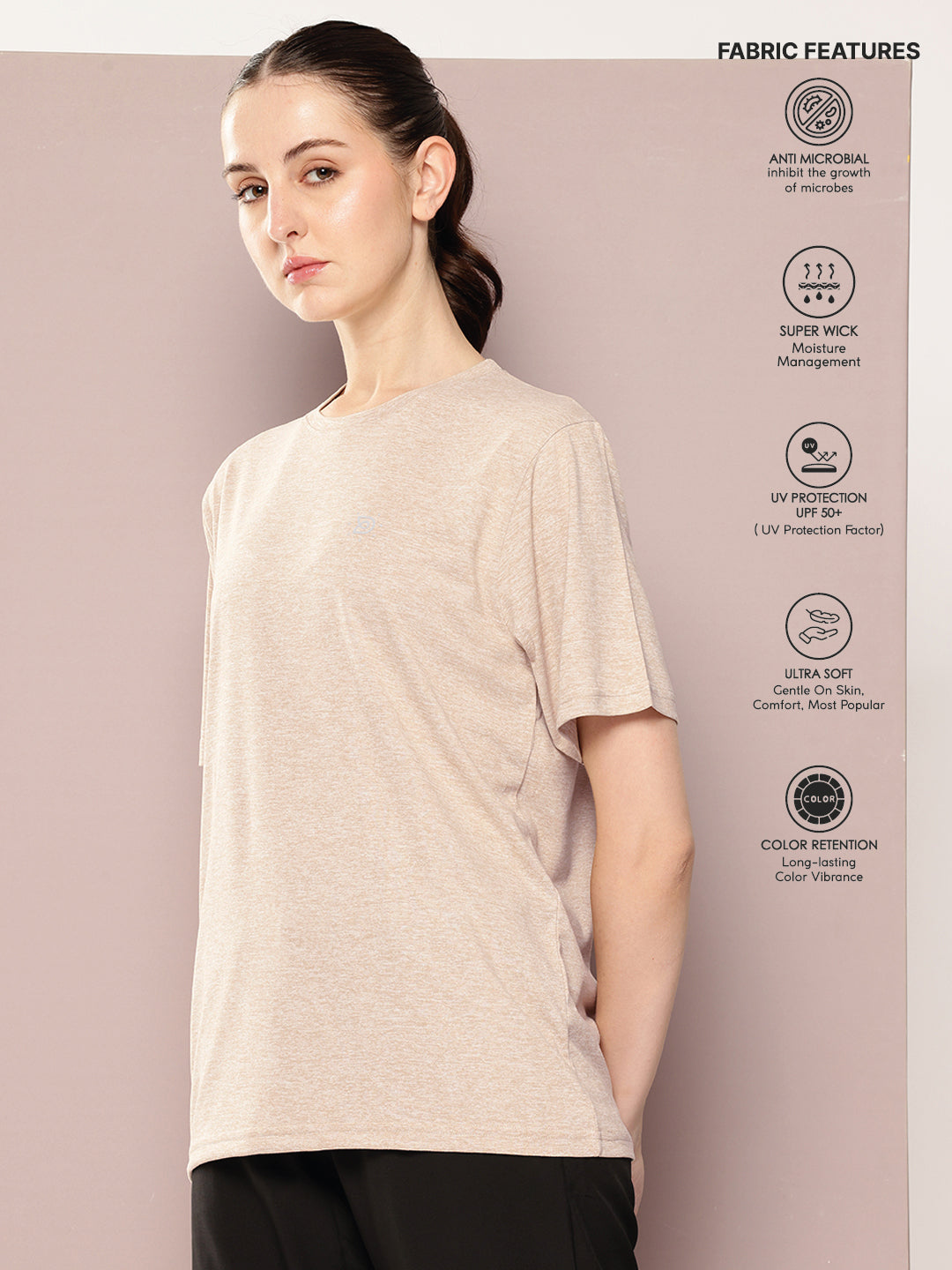 Womens Short Sleeve Round Neck Oversized Polyster Tshirt