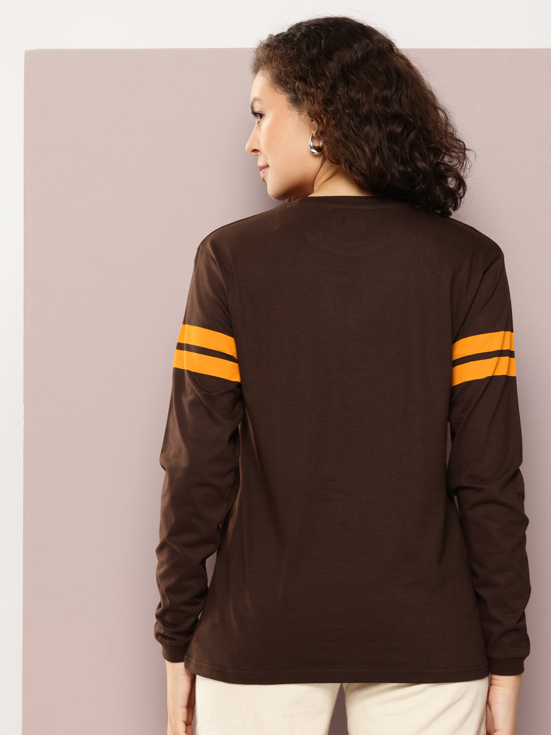 Womens Full Sleeve Round Neck Printed Oversized Fit Tshirts