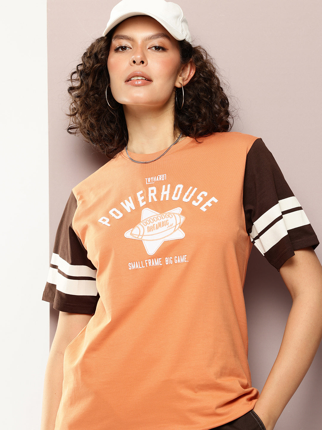 Womens Half Sleeve Round Neck Printed Oversized Fit Tshirts