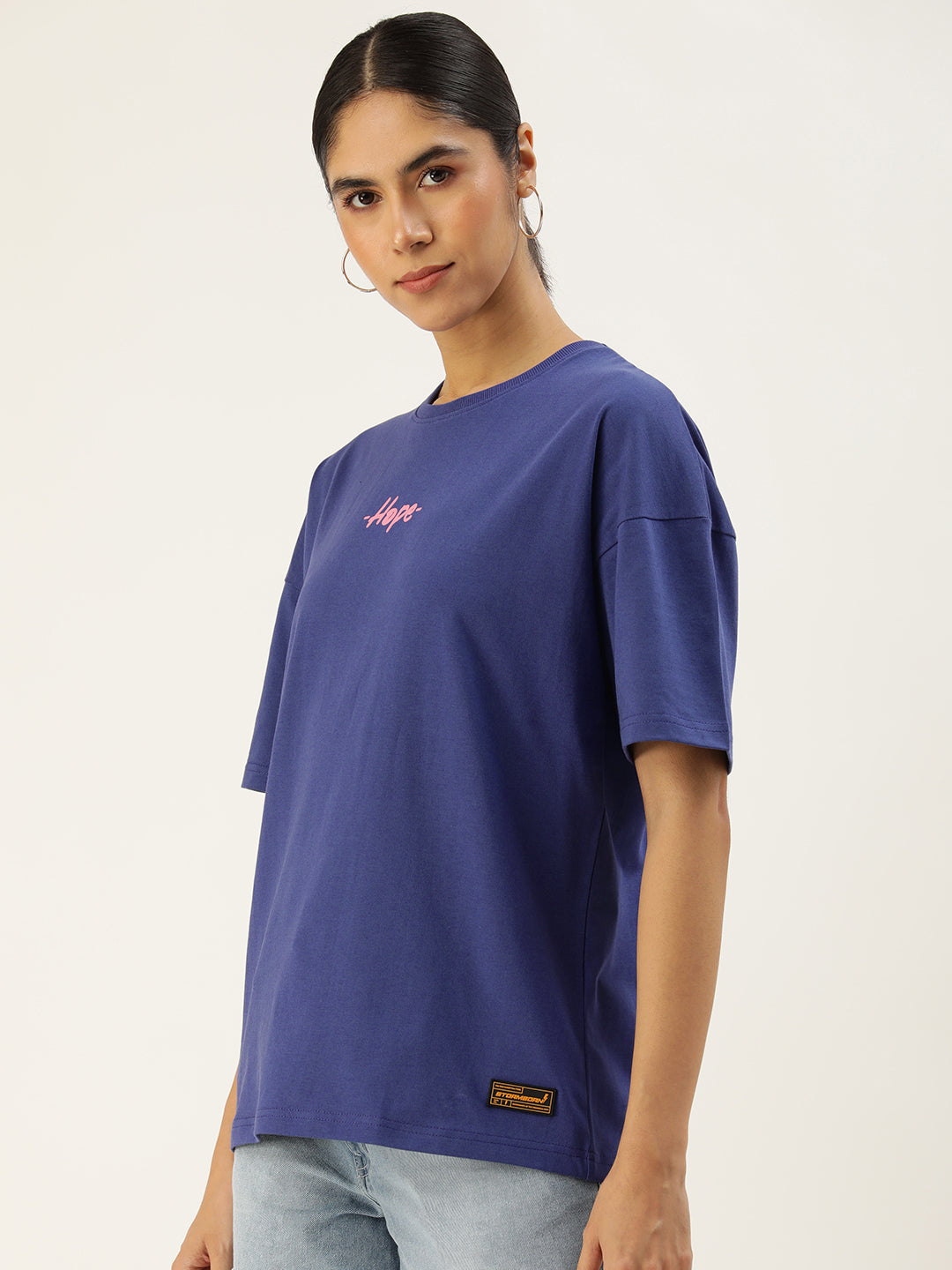 Womens Half Sleeve Drop Shoulder Printed Oversized Fit T-Shirts