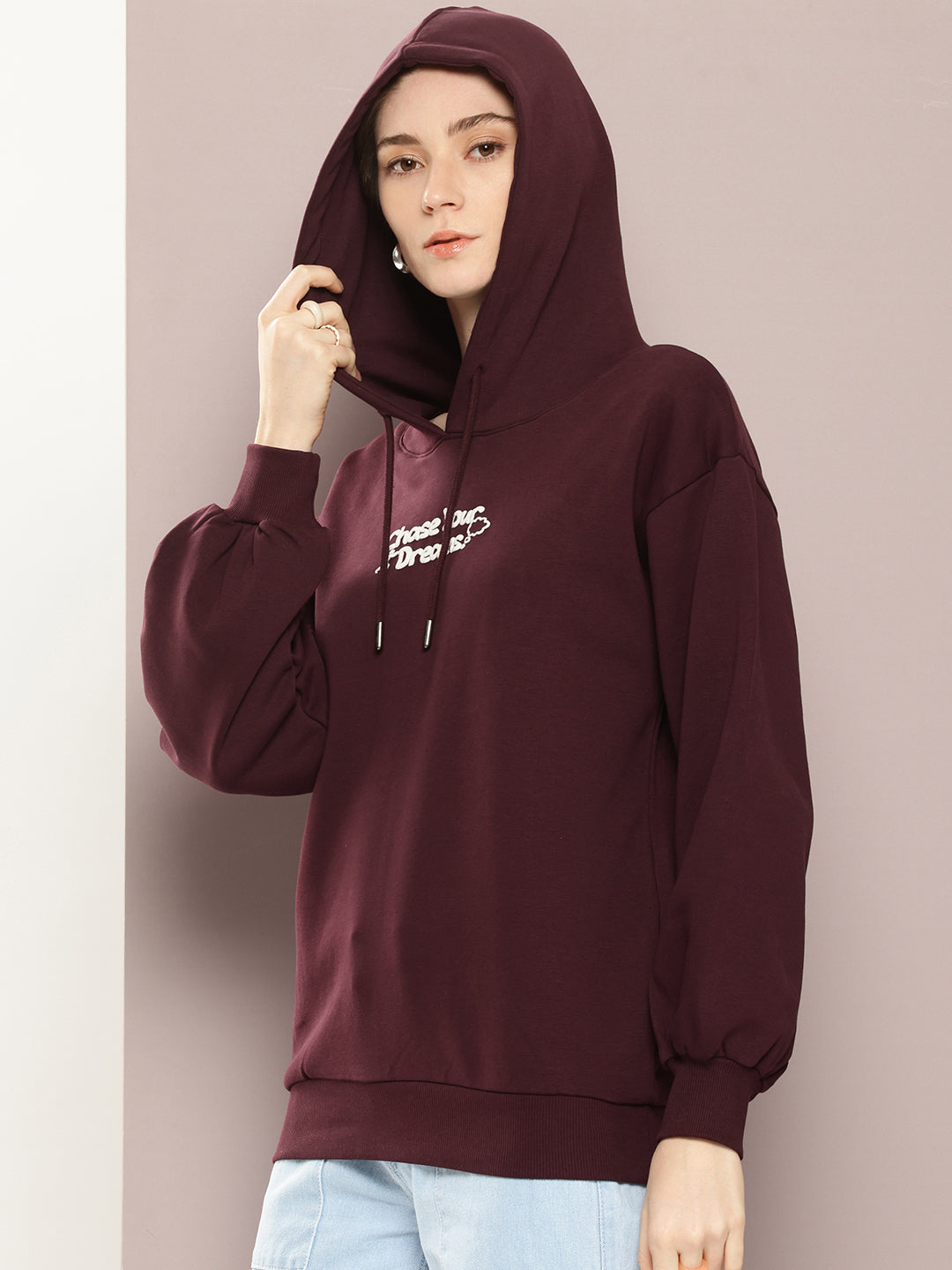 Womens Long Sleeve Oversized Hooded Sweatshirt