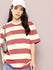 Womens Half Sleeve Round Neck All-Over Striped Oversized Fit Tshirts