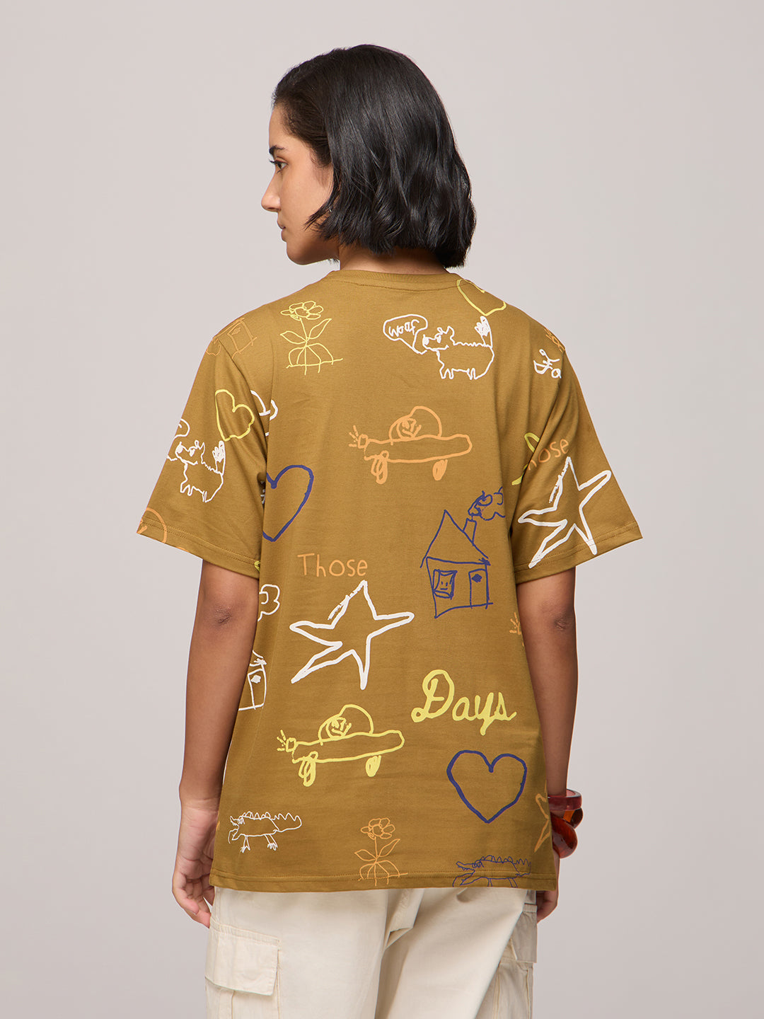 Womens Printed Oversized Fit Cotton T-Shirt