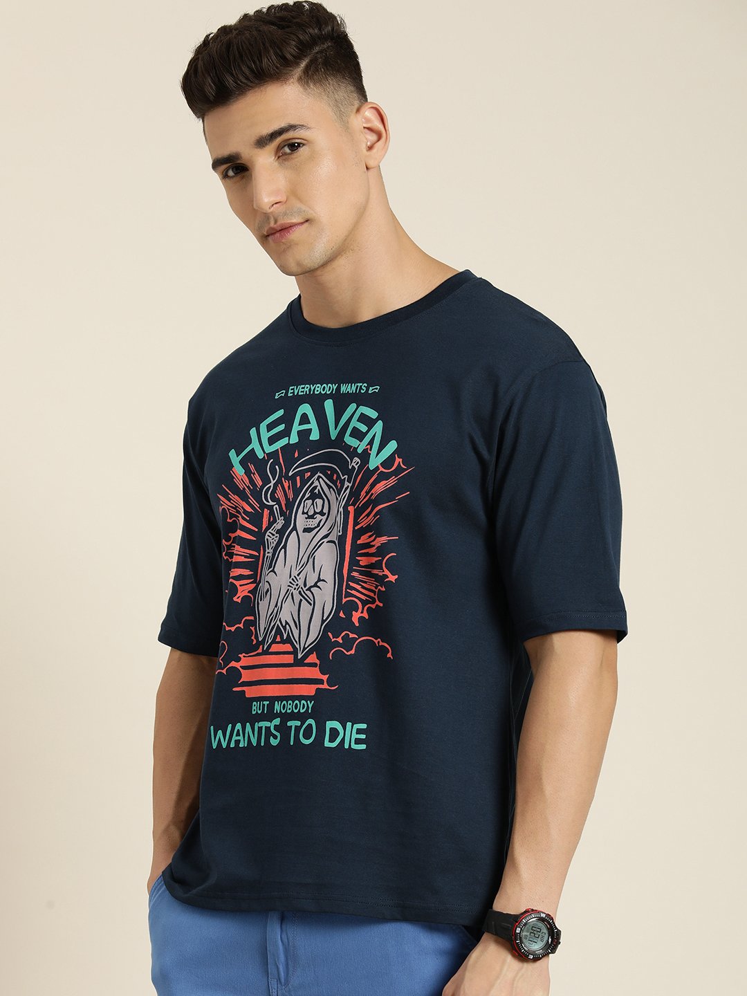 Mens Half Sleeve Round Neck Oversized Fit T-Shirts