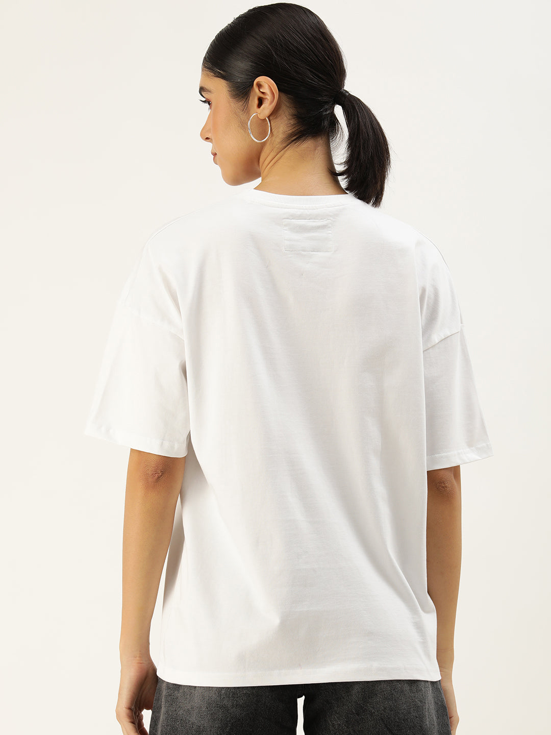 Womens Half Sleeve Drop Shoulder Printed Oversized Fit T-Shirts
