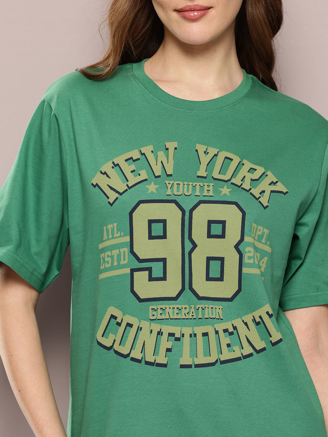 Womens Half Sleeve Round Neck Printed Oversized Fit Tshirts
