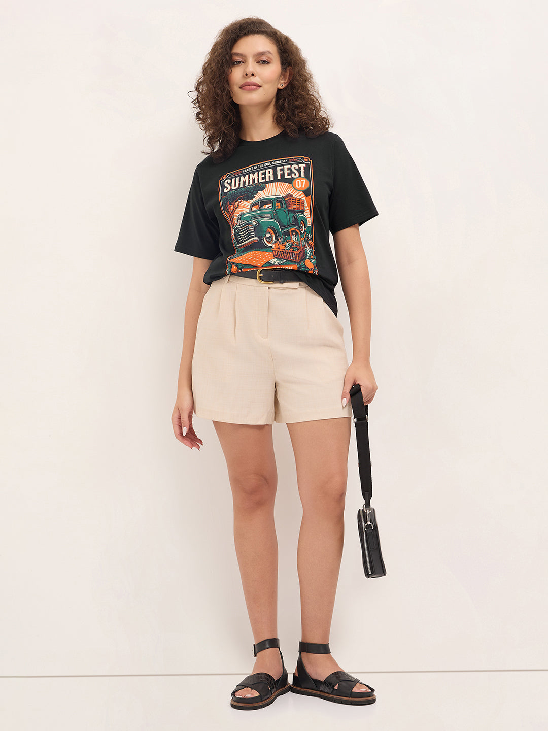 Womens Half Sleeve Round Neck Printed Oversized Fit Tshirts