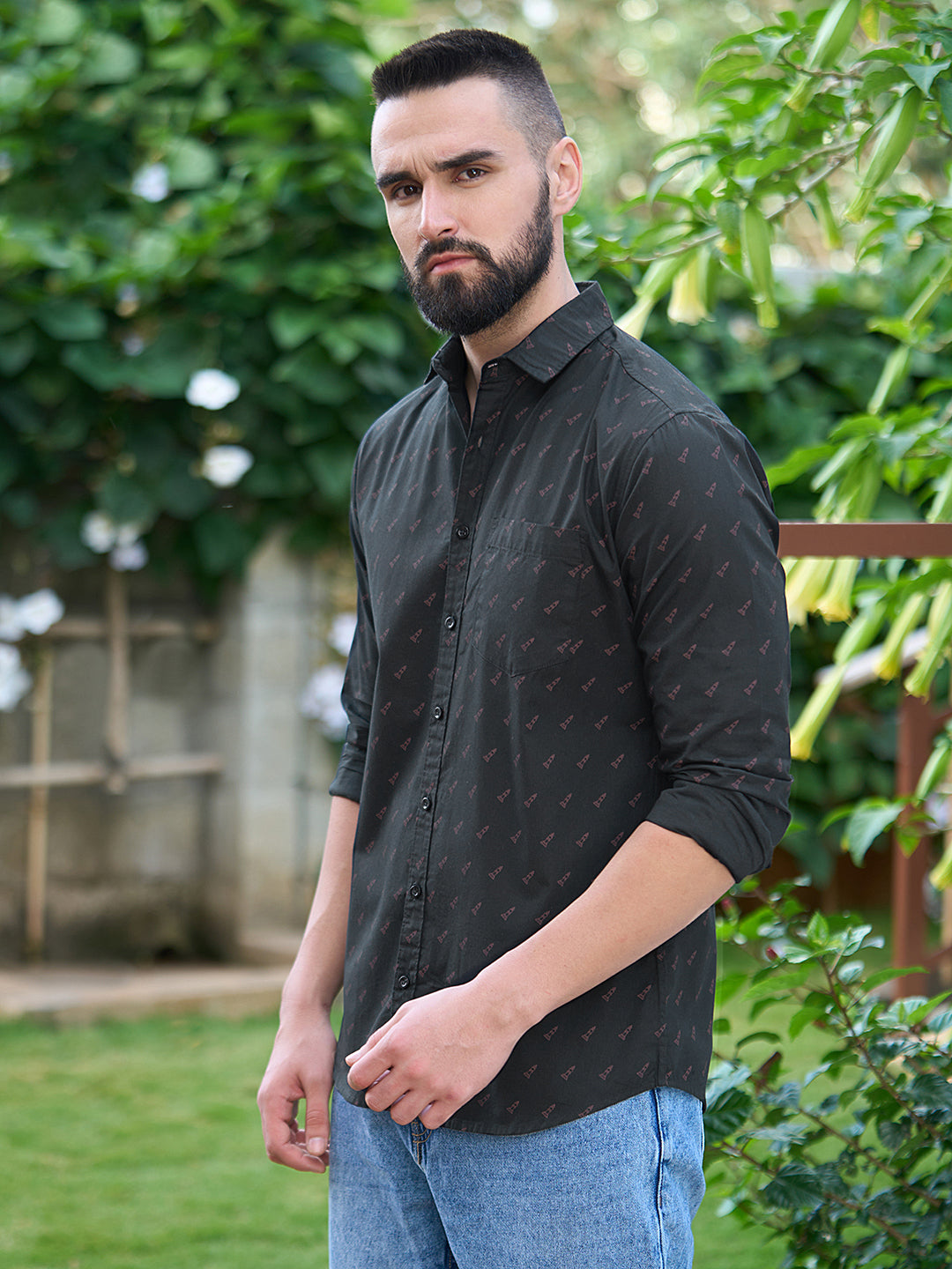 Men All Over Printed Full Sleeve Shirt With Pocket