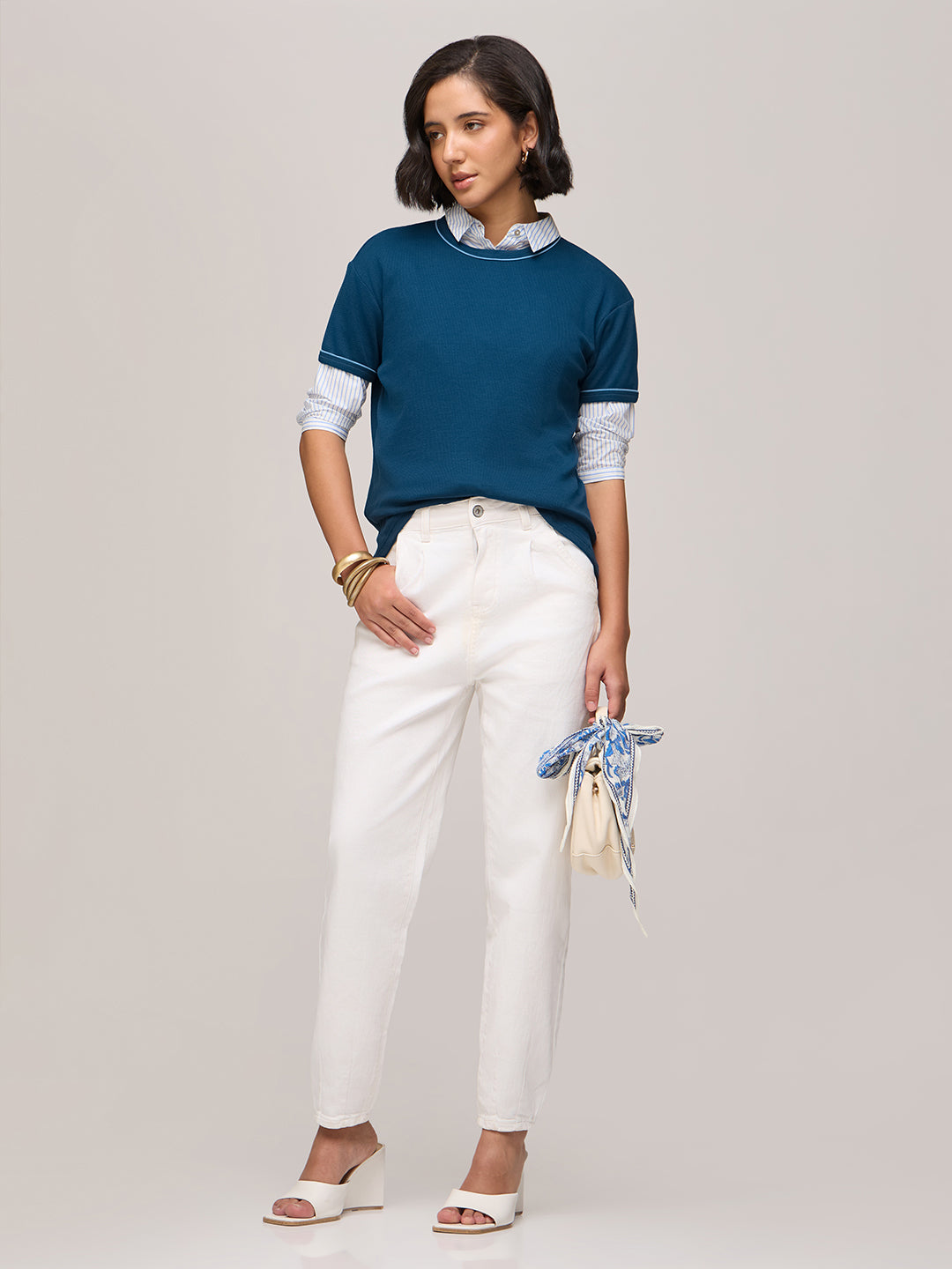 Womens Plain Regular Fit Cotton Round Neck T-Shirt