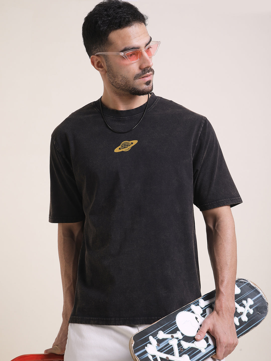 Mens Half Sleeve Round Neck Back Printed Oversized Fit Tshirts