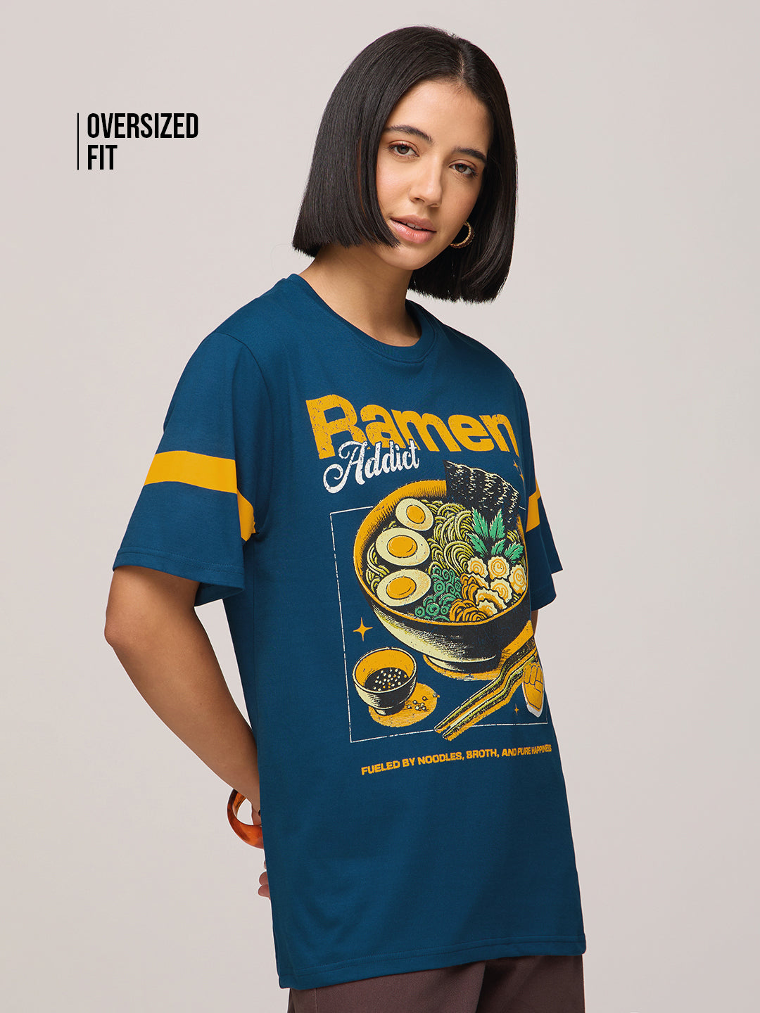 Womens Printed Oversized Fit Cotton T-Shirt