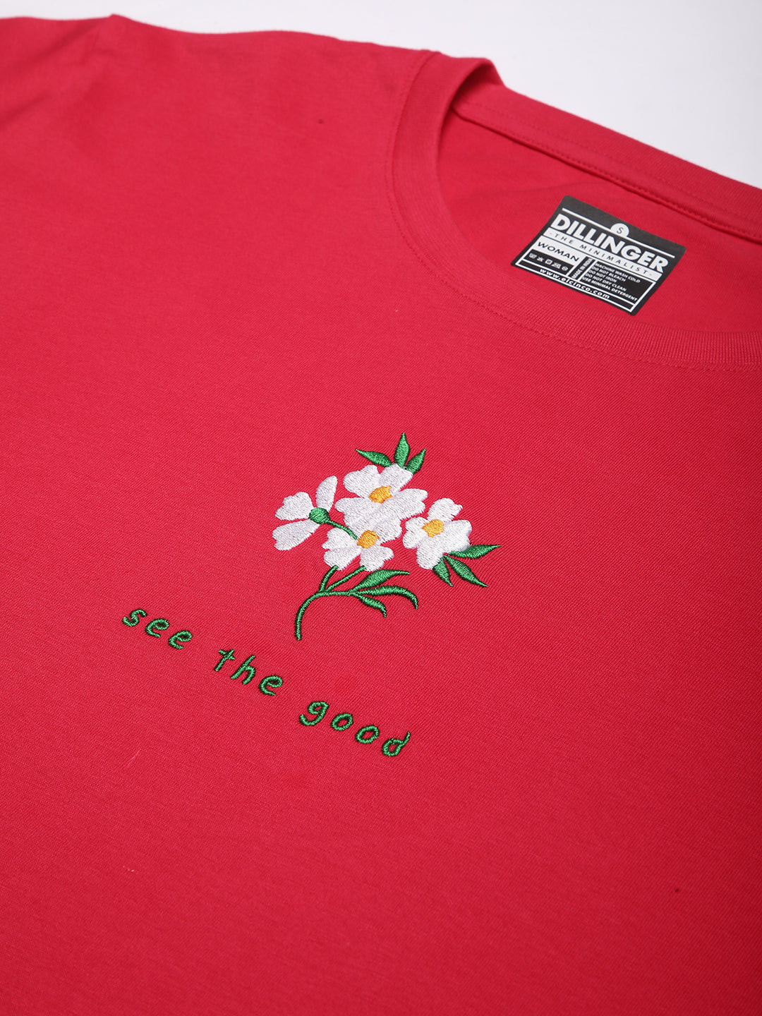 Womens Half Sleeve Round Neck Embroidery Boxy Fit Tshirts