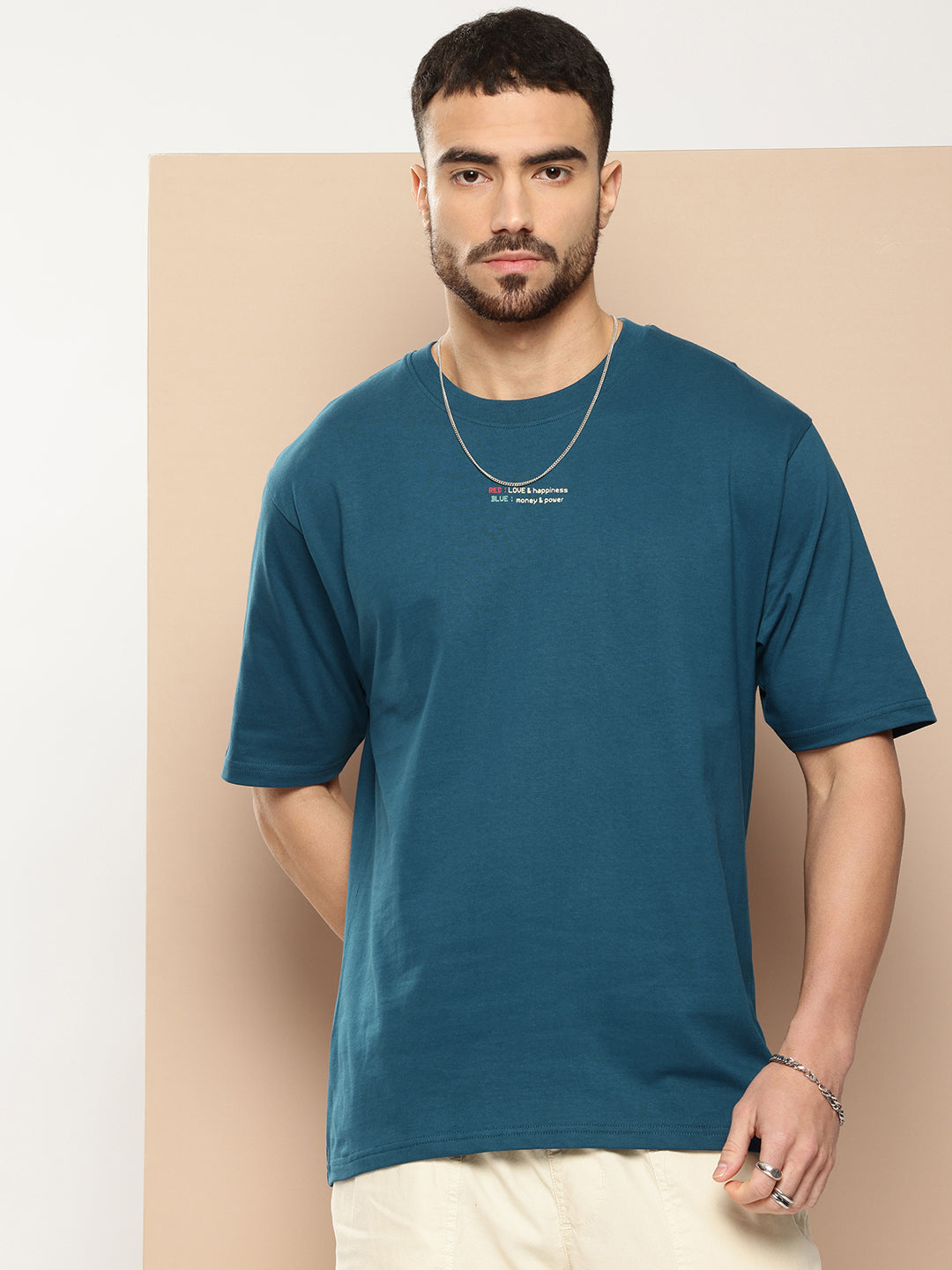 Mens Half Sleeve Round Neck Back Printed Oversized Fit Tshirts