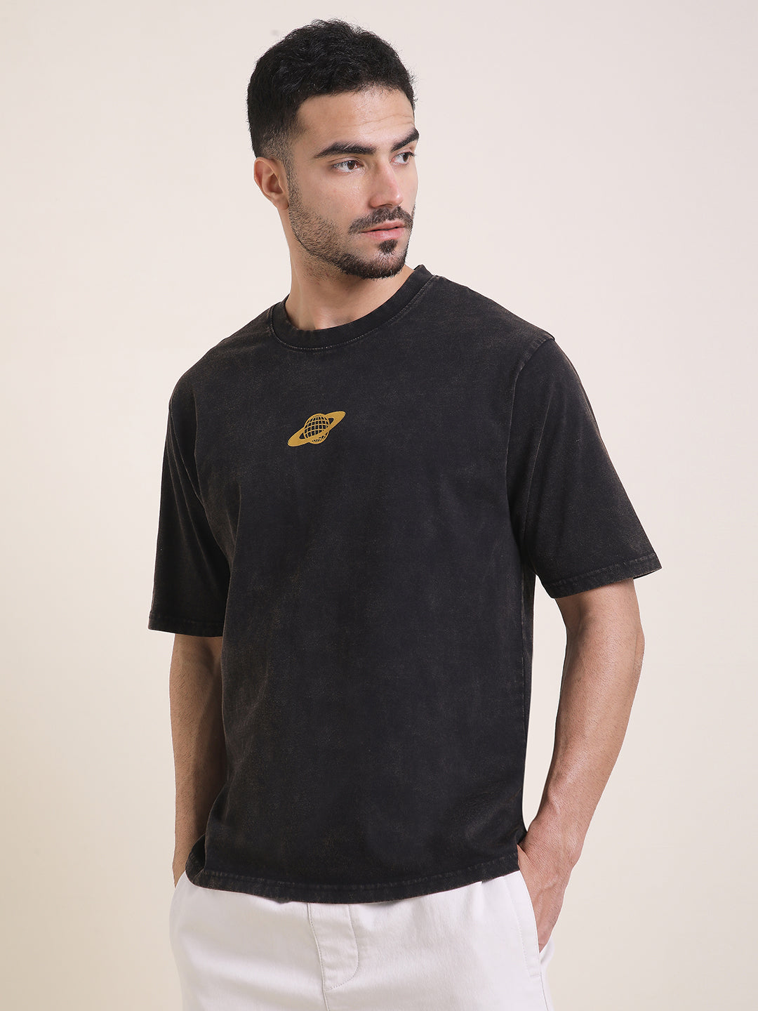 Mens Half Sleeve Round Neck Back Printed Oversized Fit Tshirts